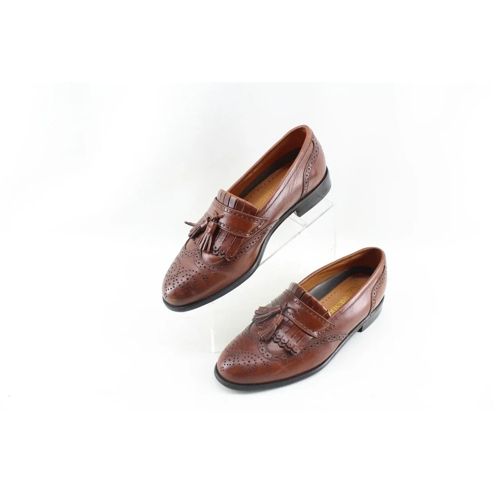 French Shriner Men's Milton 40022 Tasseled Loafer Dress Shoes‎ Brown 10 M